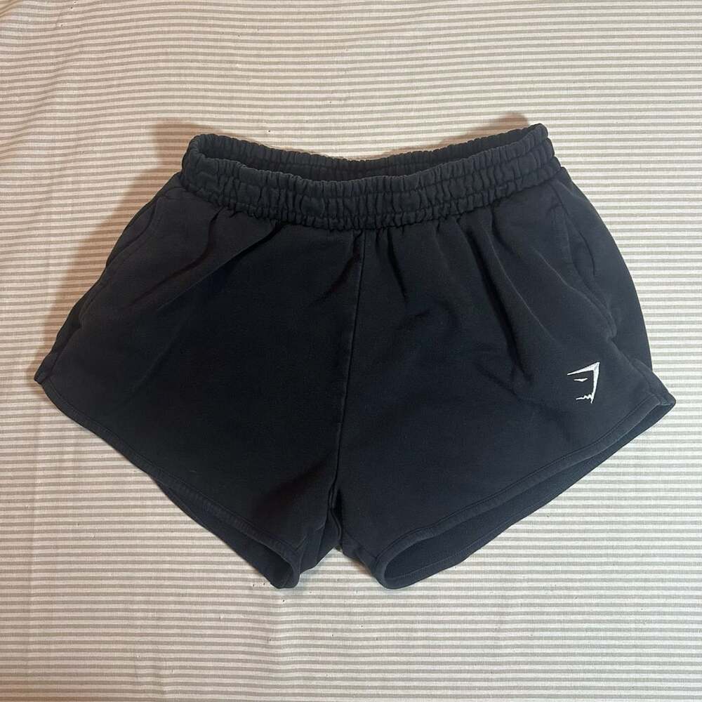 Gymshark Black Sweat Shorts with White Logo Size S